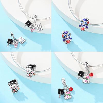 Exquisite Pendants Woman New Graduation Season Bear Owl Copper Original Beads Fit Bracelet Jewelry Making Diy Fine Gift