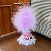 Ethnic Style Beaded Embroidered Sheep Plush Bag Charm Soft Fluffy Key Pendant for Women Purse Backpack Xmas Gift