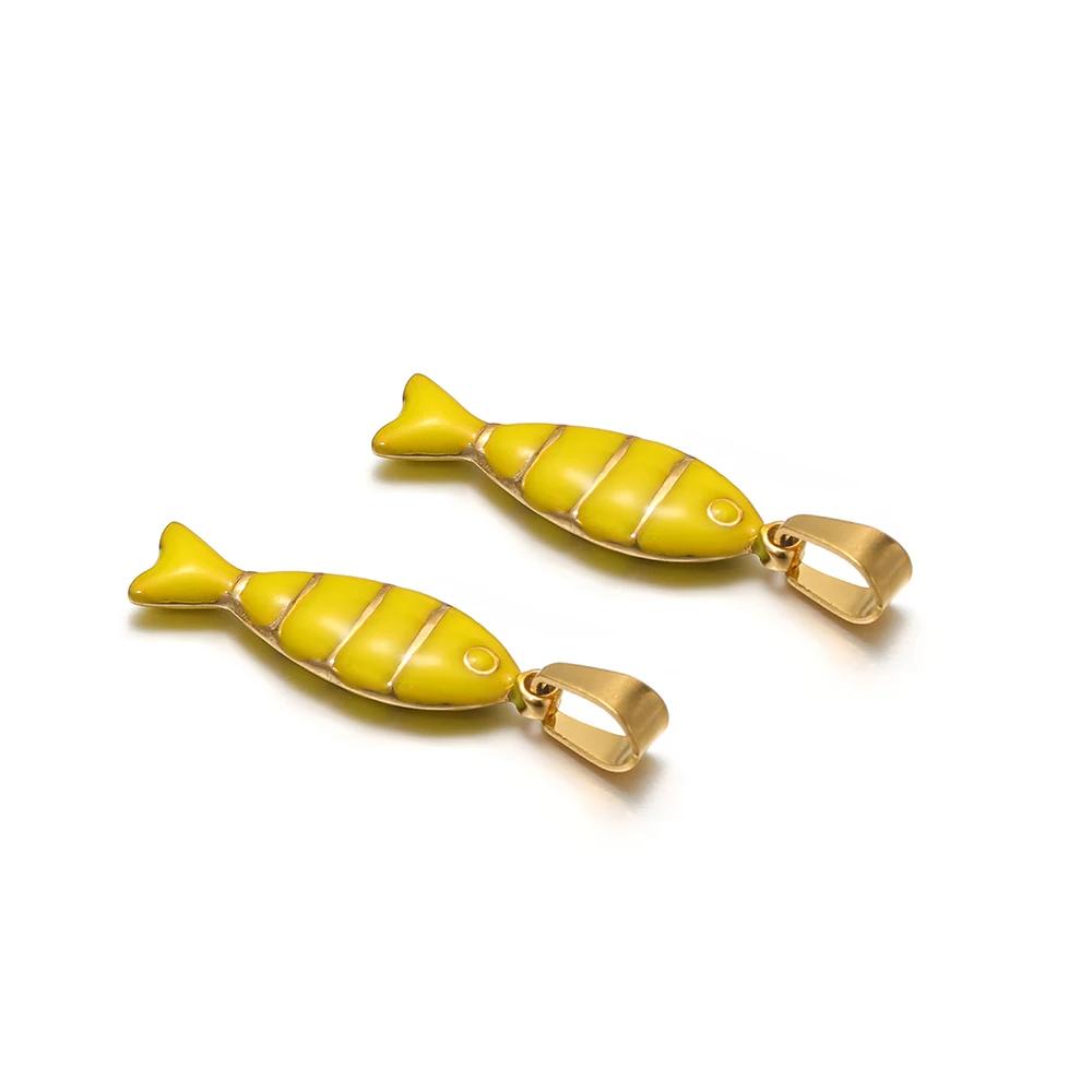 5pcs Stainless Steel Enamel Fish Bracelet Making Necklace Pendants Charms for DIY Jewelry Findings Handmade Crafts Accessories