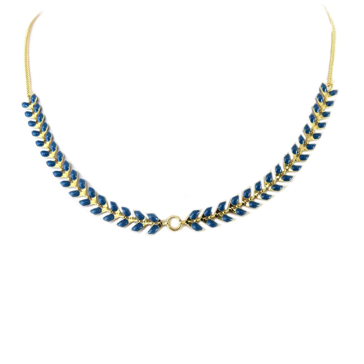 

7bis [Q1454] - Колье ручной работы Boho темно-золотая бирюза (колос) - 41 см 6 мм