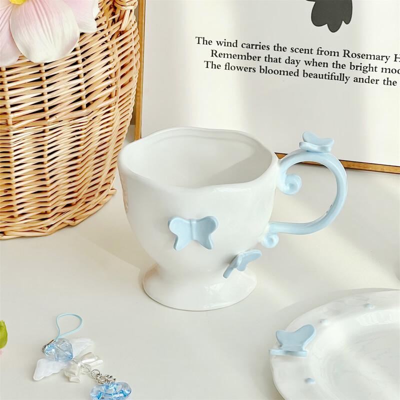 Bow Ceramic Coffee Cup and Saucer Set