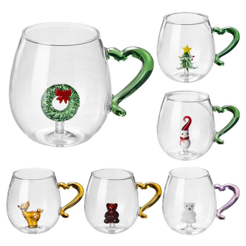 Christmas Tree Deer Coffee Mug 400ml Christmas Series Snowman Glass Cup Kids Water Tea Cup Wine Glass Milk Glass Party Decor