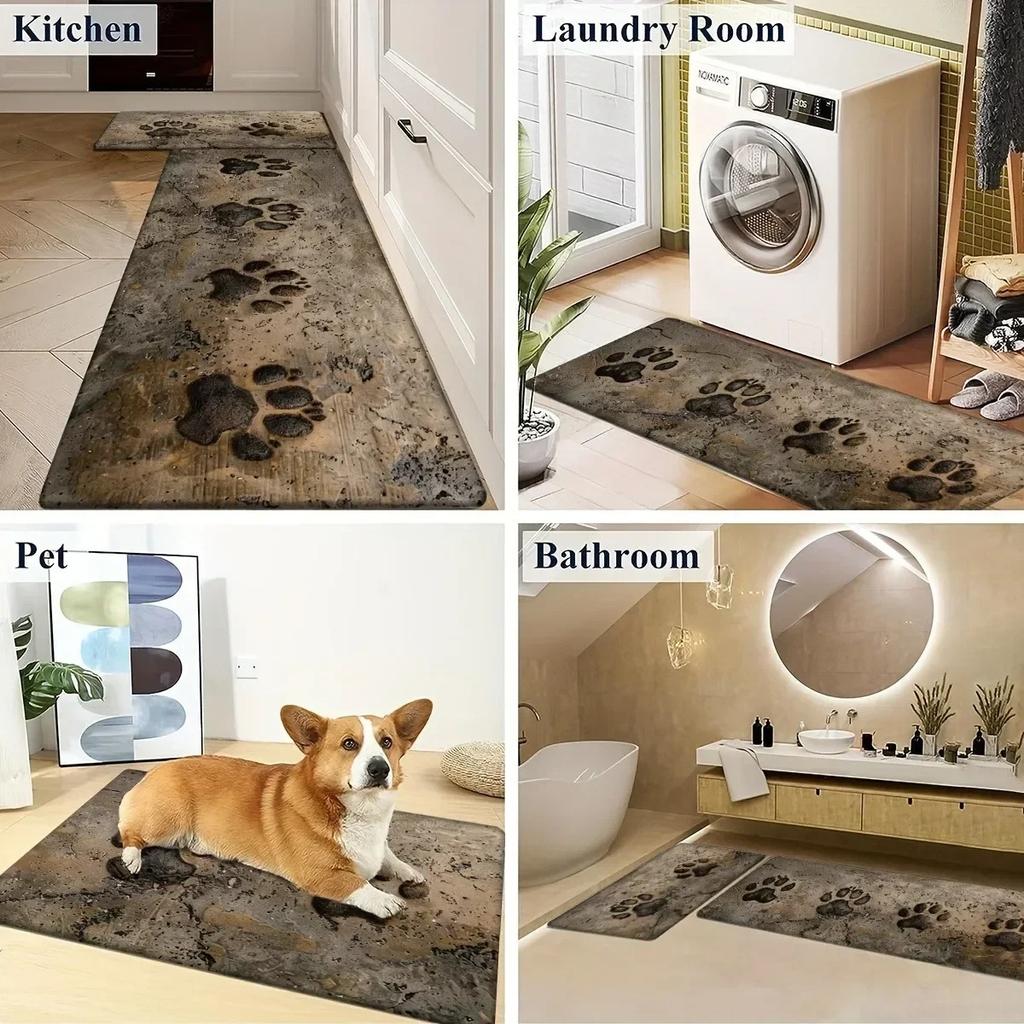 1 Stück Niedliche Hunde HD Gedruckte Fußmatten Dekor Küchenteppiche Rutschfest Wohnzimmerteppiche Badematte Teppich für Zuhause Spüle Wäsche Dekor