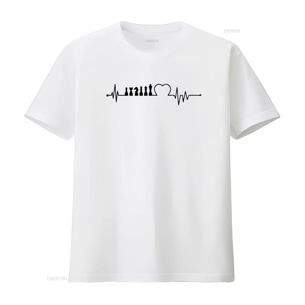 CHESS Heartbeat T shirt Gaming Player Preent for her Him Games Lover Birthday Present Tops vintage Washed Stylish Breathable