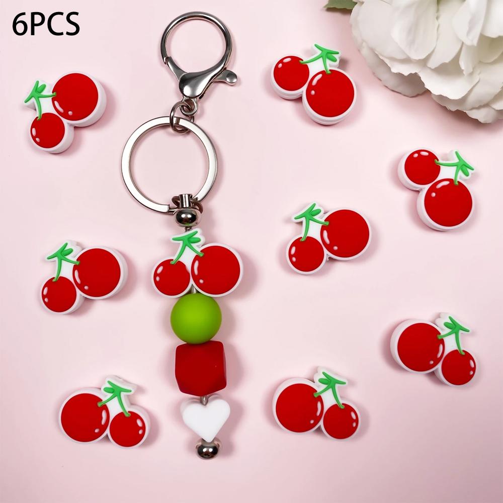 

6/25PCS fruit series silicone bead set, perfect for DIY handmade crafts such as keychains, necklaces, bracelets, etc
