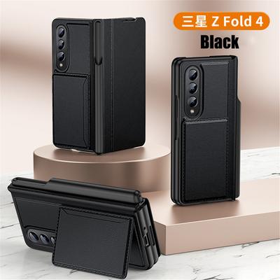 Luxury Leather Wallet Card Slot Bracket Cover For Samsung Galaxy Z Fold 4 5G Case With S Pen Holder Shockproof Phone Case Fundas
