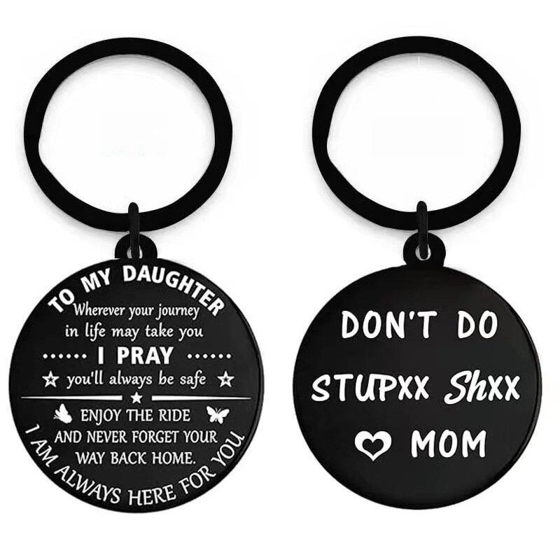 

Stainless Steel Keychain Parents Holiday Gift for Son Stainless Steel Keychain for Mothers Day and Fathers Day Backpack Bag Pendant 3*3CM