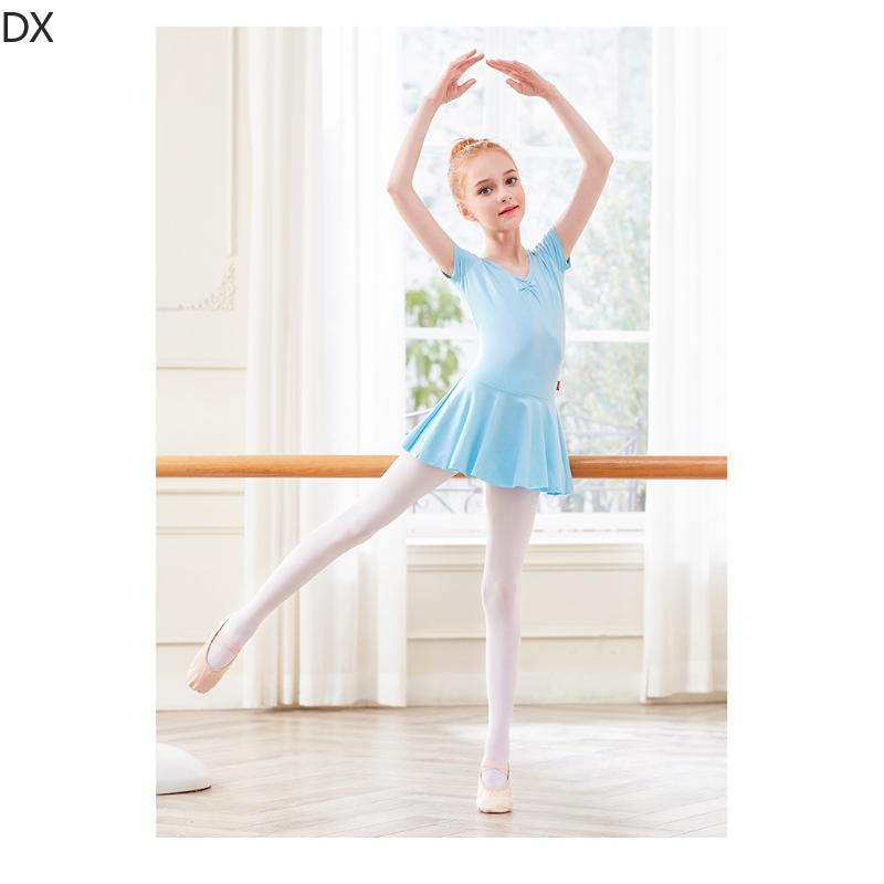 DX-Dance Costume Kids Costume Spring Short Sleeve Girls Bow Ballet Dress Girl