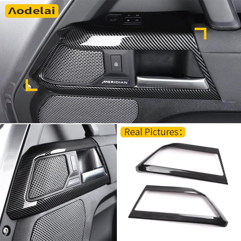 

For 2020-2025 Land Rover Defender 90 110 130ABS carbon fiber pattern car door handle frame cover sticker interior accessories
