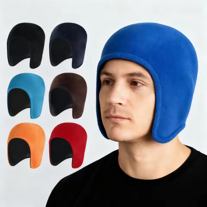 1pc Unisex Thermal Cycling Cap Winter Fleece Hat Outdoor Windproof Thick Double Layer Ear Protection Contrast Color for Biking