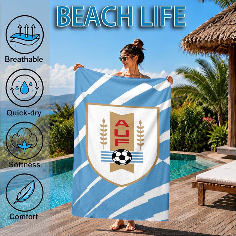 Fc Crest Design Printed Microfiber Beach Towel, Soft And Absorbent, Quick-Dry, Ideal for Summer Travel, Beach Essential, Swimming Pool