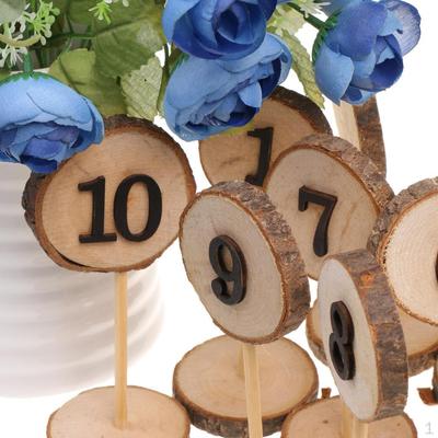Números de mesa de madera rústica, soporte para palitos de madera, decoración para fiestas de bodas