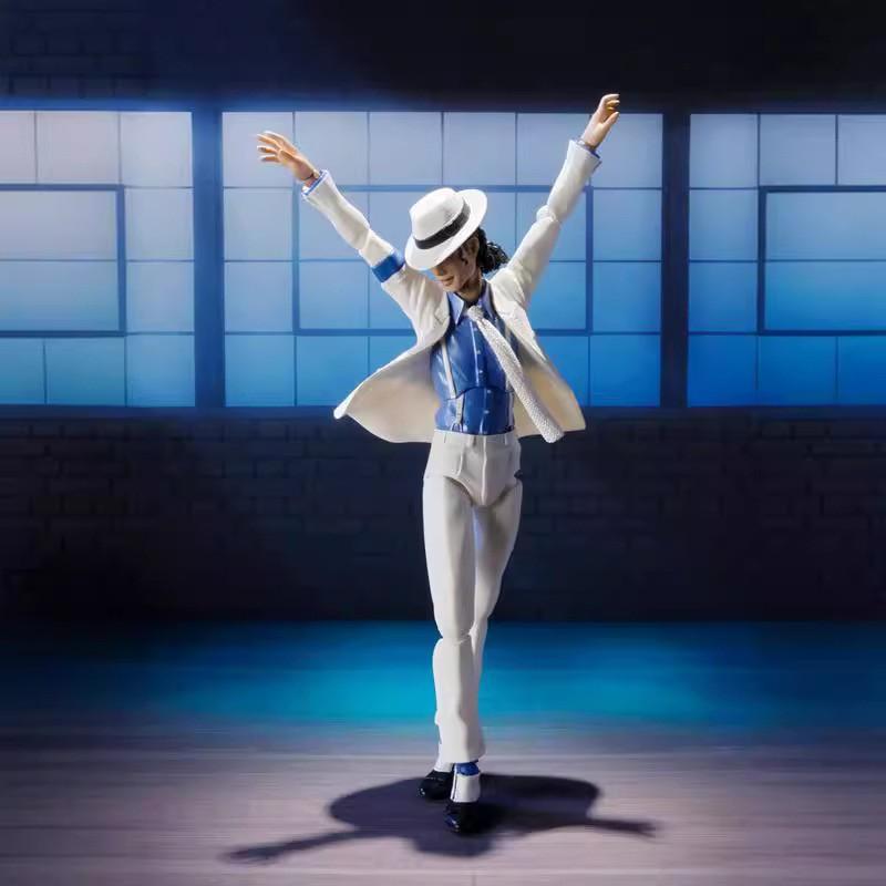 Michael Jackson Smooth Criminal Action Figure Model, White Suit Moonwalk Dancing Pose Collectible Music Icon Figure