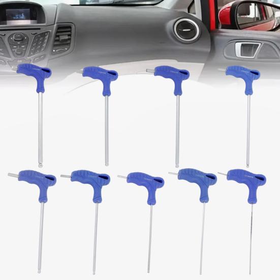 Small Space Operation Tool T-Handle Hex Wrench, Professional Ergonomic Grip Metric Extended Shaft Industrial Equipment Maintenance Wrench for