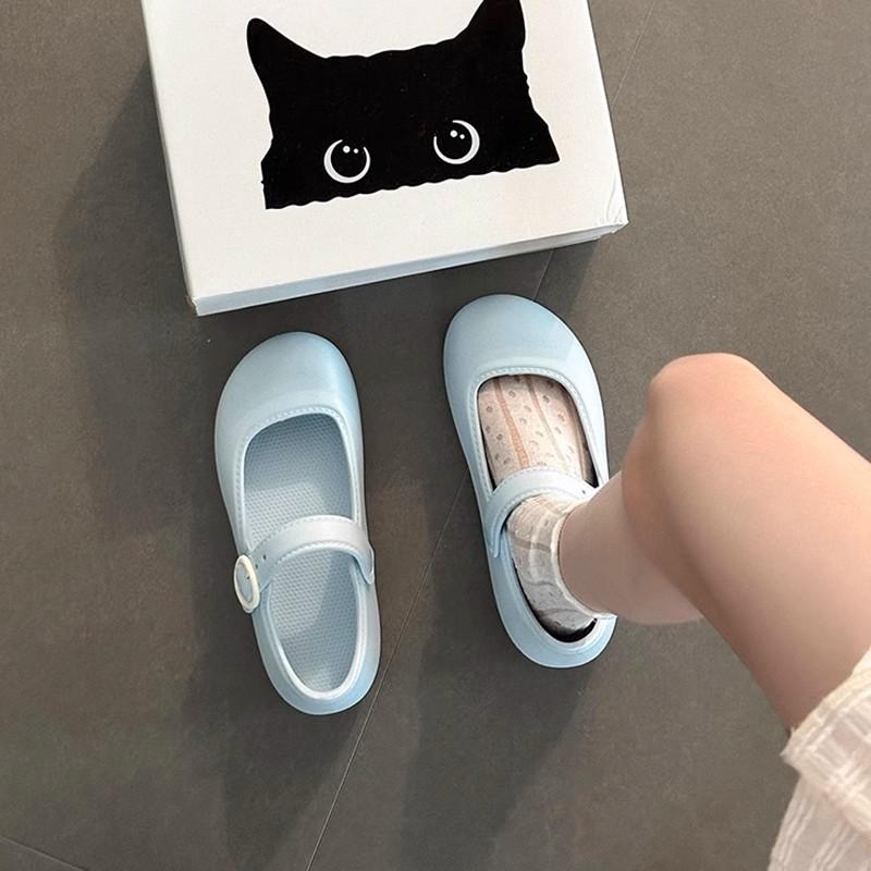 Korean version of design sandals round head shallow mouth Mary Jane shoes women's summer new thick-soled versatile casual flat-soled single shoes
