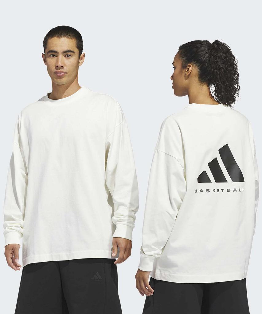 Adidas Basketball Long Sleeve Tee - White:Black / Kb7555