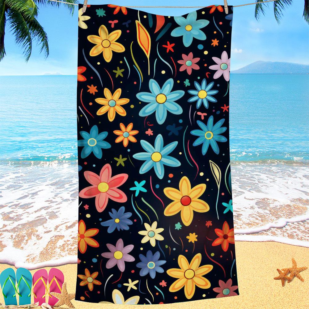 

Painted Flower Series digital-printed polyester Superfine fiber double-sided fleece Beach vacation bath towel, beach towel W30*H60(CM)