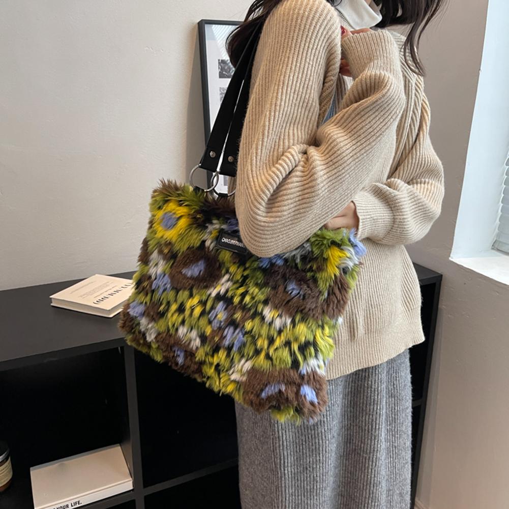 

Осенне-зимние сумки на плечо, картина маслом, винтажные женские сумки-тоут, мягкие плюшевые кошельки, сумки для школьников