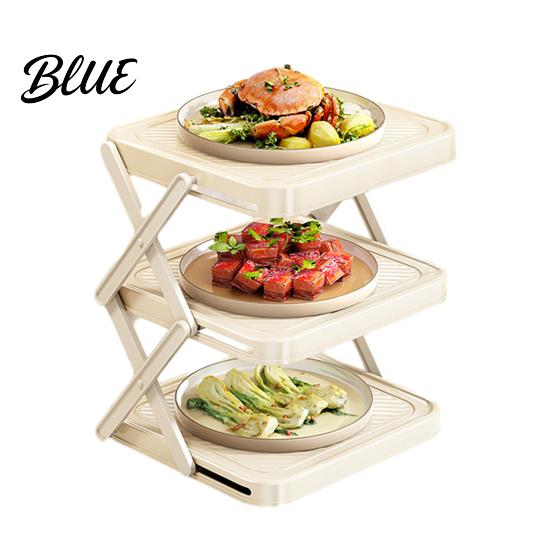 Collapsible Dish Rack Plate Storage Three-Tier Foldable Kitchen Organizer with Open Access Countertop Design