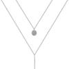 Double Layer Rhinestone Square Bar Necklace: Elegant, Light Luxury Clavicle Chain with Niche Design for Women