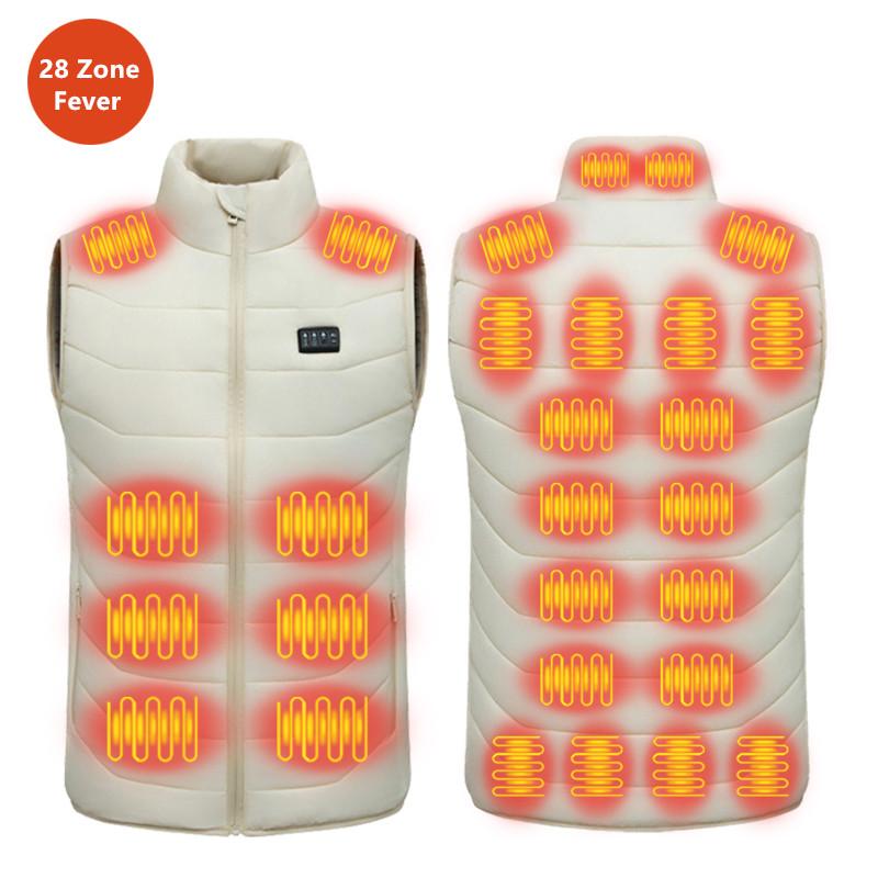 New Loose Casual Stand Up Collar Winter 28 Zone Intelligent Heating Vest Men'S Women'S Warm Electric Clip Coat (No Power Bank)