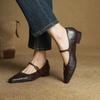 New Low-top Shallow-mouth Leather Single Shoes, Comfortable Low-heeled Single Shoes, Women's Head and Foot Pedal, Comfortable Beef Tendon So