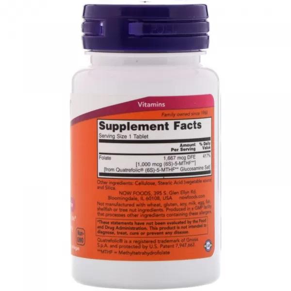 Now Foods METHYL FOLATE 1,000 Mcg  90 TABS