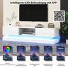 TV Media Cabinet, White High-Gloss TV Cabinet with LED Light, 2 Drawers, App Control, Anti-Tilt Design, for 60-Inch TV