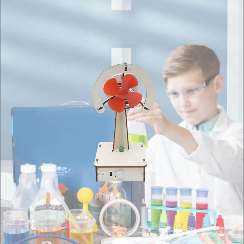 Kids Diy Electric Science Experiment Materials Wooden Handmade Fan For Learning Ha-a08