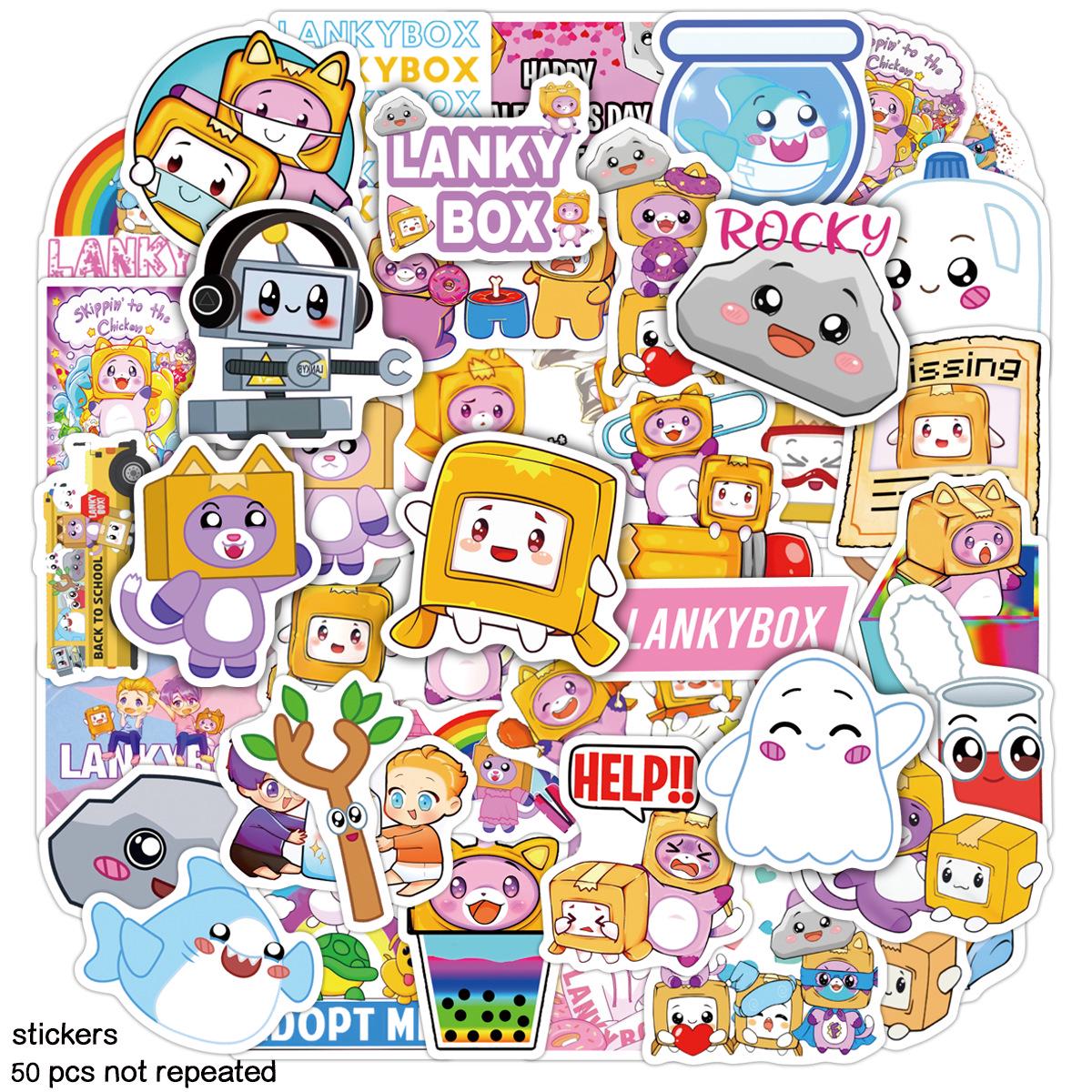 

52 наклейки Lankybox Fox Cartoon для детей — идеально подходят для велосипедов, бутылок с водой и справочников 50 Stickers + OPP Bag