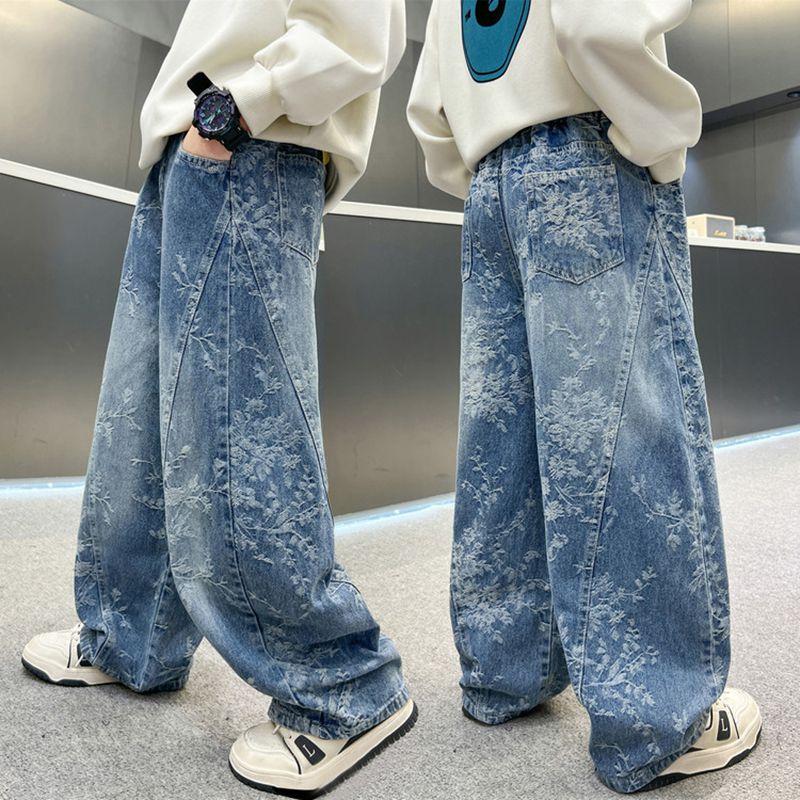 Jeans da Ragazzo per Pantaloni da Bambino Abbigliamento Bambini Pantaloni Larghi Primavera Autunno Vestiti Adolescente Jeans Casual 4-14A