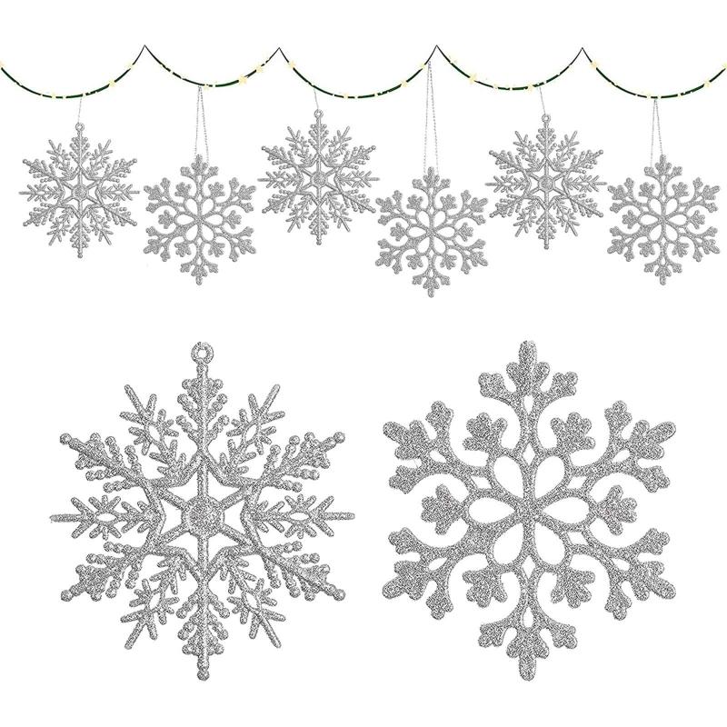 Weihnachts-Schneeflocken-Anhänger 24er-Pack Hängende Dekoration Geburtstag Feiertagsparty Deko