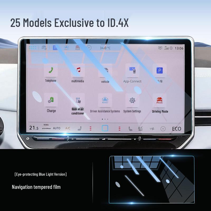 Volkswagen ID4X CROZZ Tempered Glass Screen Protector & Central Control Film for Interior Decoration