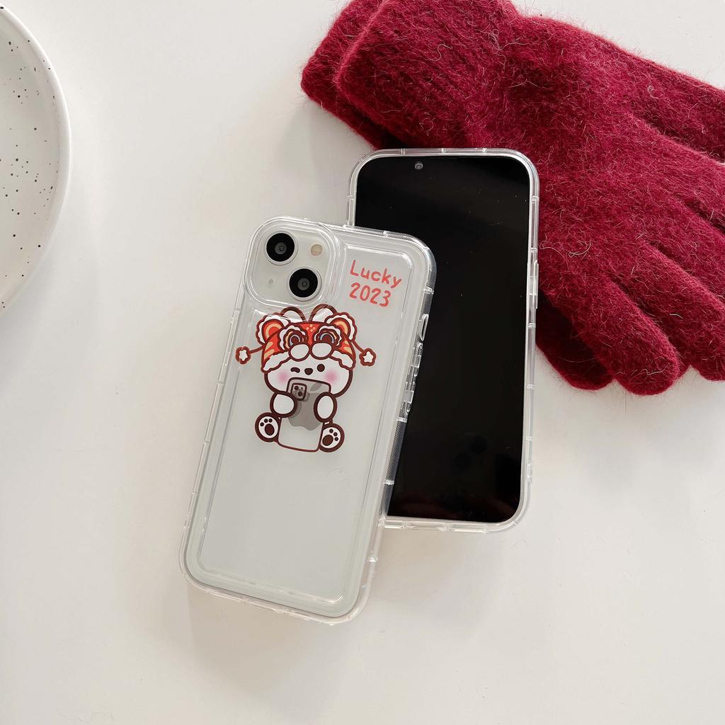 Frohes Neues Jahr 2023 Kaninchen Paar Niedlicher Hase Cartoon Silikon Soft Phone Case für Iphone 13 11 Promax 14 Pro Max 12 Shell Capa