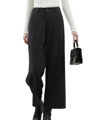 Ladyangel Gaucho Beskurna Raka Byxor med Resår, Löst Varmt, Perfekt för Kontor, Höst- och Vinterbyxor för Dam, Längd,