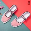2025 Handmade Cotton Cloth Women's Plaid Cloth Flower Shoes Retro Literary Shallow Mouth Dance Flat Bottom Work Black Shoes