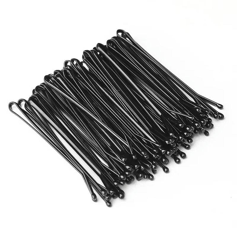 Simple Black U-Shaped Hairpins: Small Steel Clips for Women's Hair