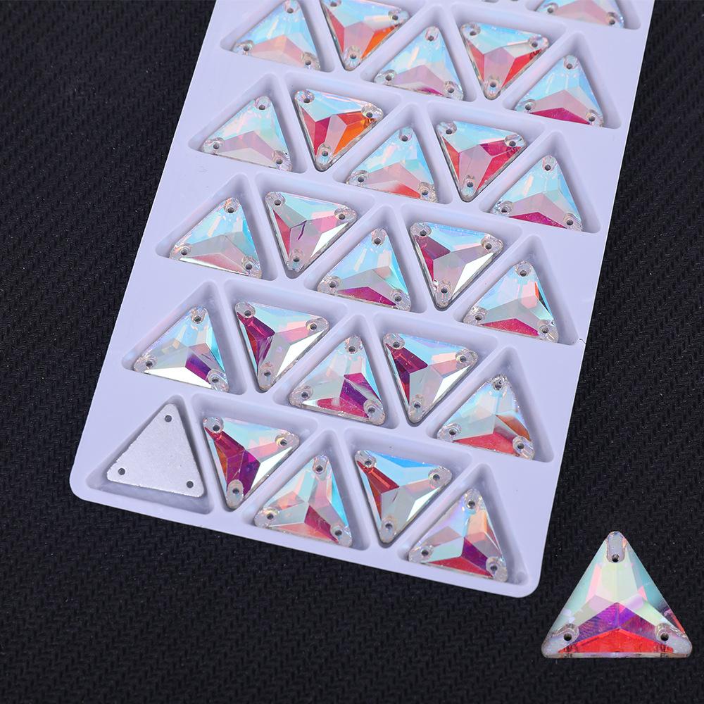 Flat Bottom Triangle Glass Hand Sewn Drill White Ab Hand Sewn Glass Drill, High Flash Diy Crystal Diamond Clothing With Drill