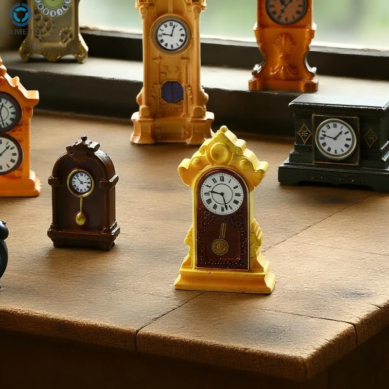 1/8Pcs Vintage Miniature Wall Clock Toy 1:12 Scale Dollhouse Furniture Accessories European Model Decor