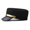 Cotton Captain Hat PU Leather Flat Top Beret Classic Sailor Cap  For Men Women