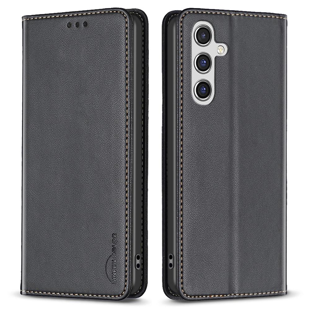 

BINFEN COLOR BF18 For Samsung Galaxy A55 5G Leather Case Flip Phone Cover with Card Holder Black