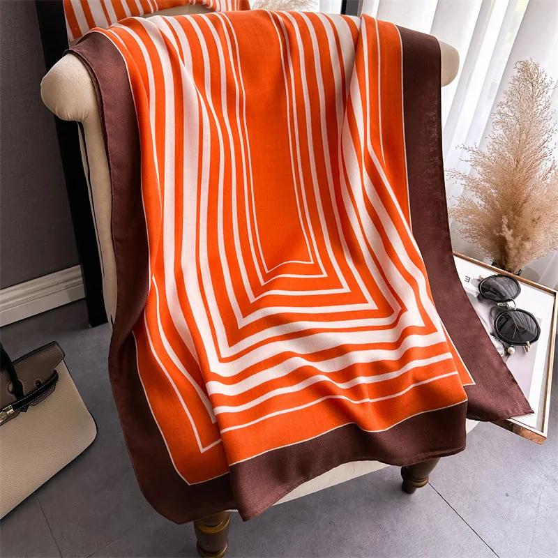 Designer Scarves Women Scarf Classical Print Lady Shawls Cotton Feeling Soft Oversize Hijabs Neck Headband Foulard Muslim