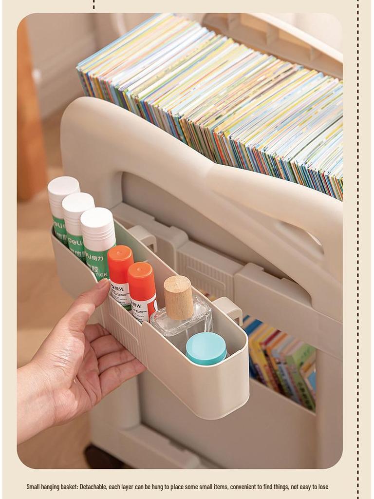 Compact Movable Backpack & Book Storage Trolley with Multi-layer Design for Under-table Use