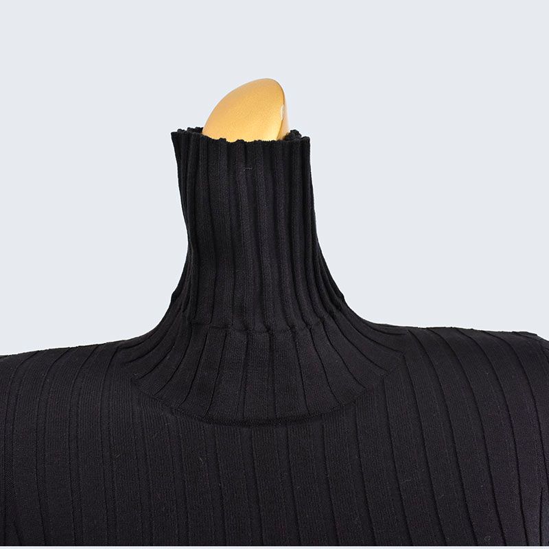 Fall and Winter Turtleneck Knitting Sweater Sunken Stripe Silm Stretch Long Sleeve Pullover Tops Women's Bottoming Shirt Pure Color All-Matching