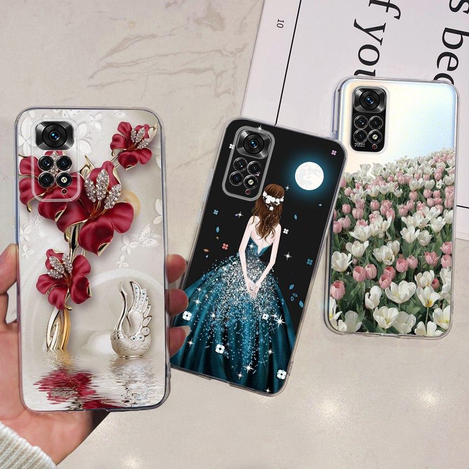 Women Fashion Phone Case For Xiaomi Redmi Note 11 Pro 4G 5G / Redmi Note11 11s 4G Global Luxury Slim Silicone Bumper Coque Soft