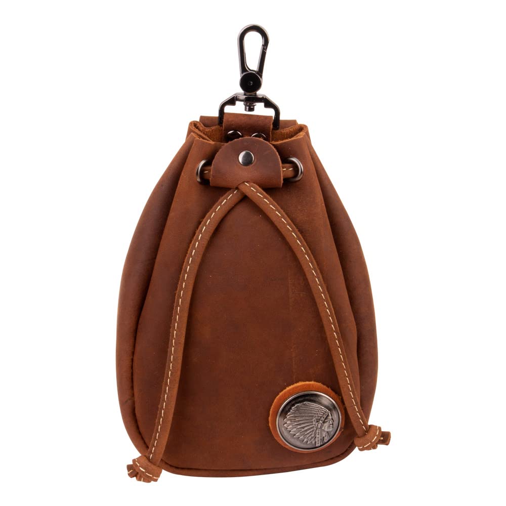 

Whatna Natural Thick Cowhide Coin Purse Coin Case for Men and Women Drawstring Bag Mini Sacoche Carabiner Pouch Belt Loop Mini Waist Bag Pouch Genuine