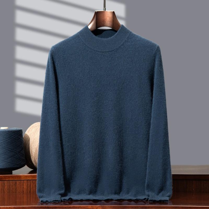 New 100 cashmere sweater semi-turtleneck teen high-end pure cashmere sweater men