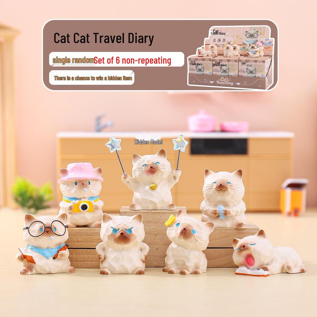 Whimsical Meow Collection Blind Box: Healing Kitten Resin Figurine Gift for Friends, Classmates, and Dorm Decor