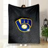 Blue and Yellow Baseball Glove Logo Flannel Blanket for Bedroom, Living Room, Sofa, and Nap