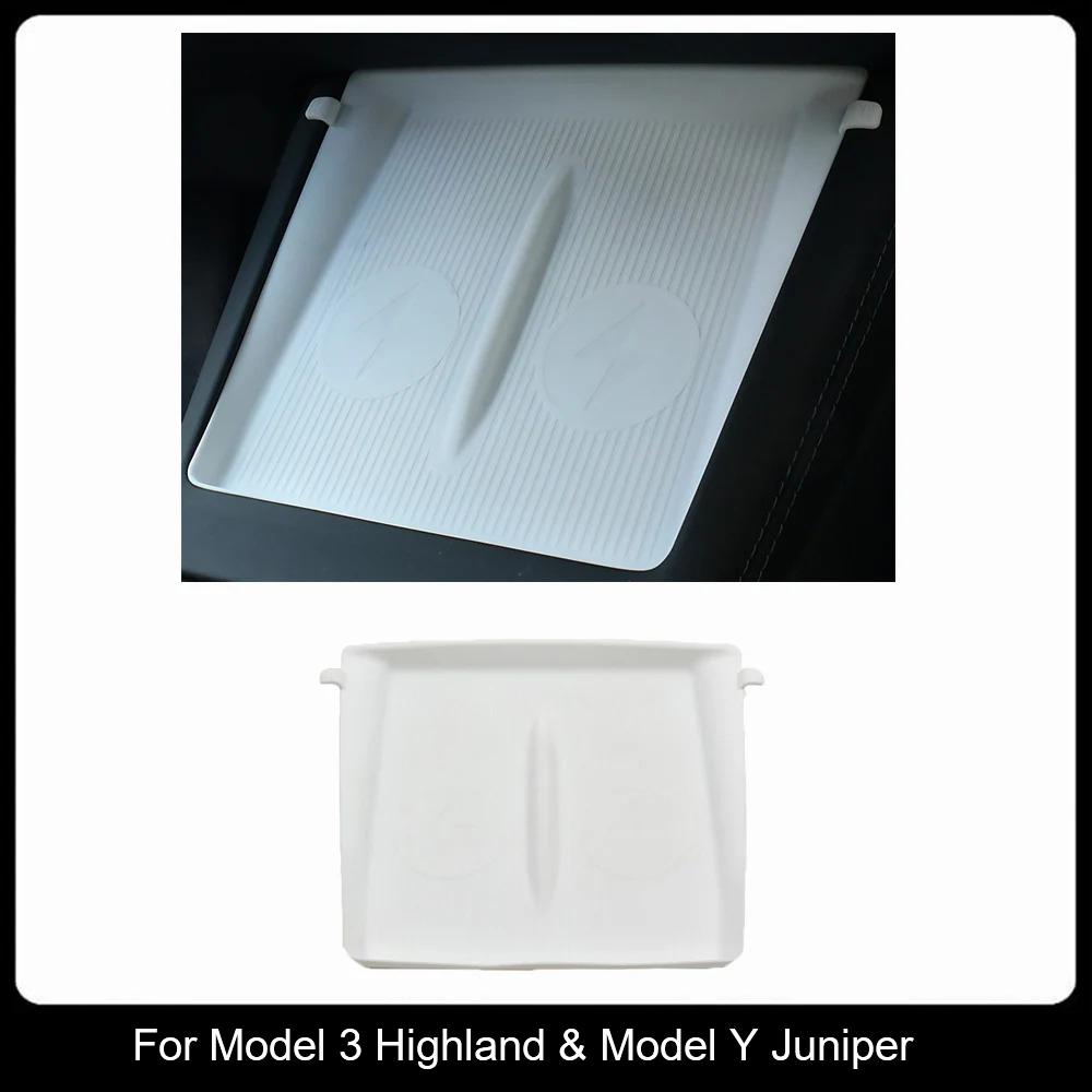 

For Tesla Model Y Juniper Wireless Charging Silicone Mat Model 3 Highland Wireless Charging Food-grade Silicone Anti-slip Mat білий